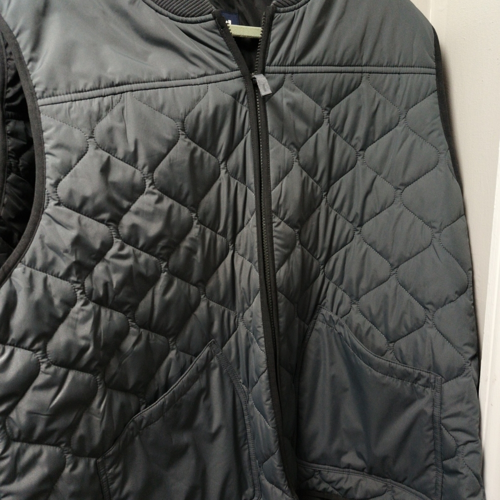 Lands' End Mens Quilted Dark Gray Zipped Deep Pockets Vest XXL (50-52)